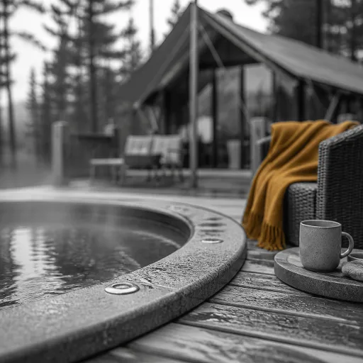 Elegant cabins with private jacuzzis for a refined glamping escape