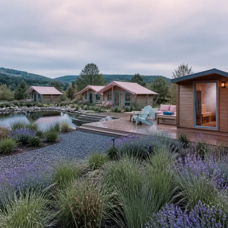 Glamping cabins with sauna for elevated spa stays in nature