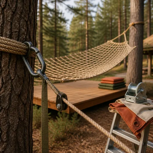 Elevated hammock net retreats for luxury campgrounds