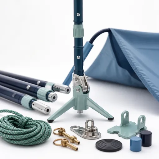 Elevated tarp pole design for luxury campgrounds and premium tent stays